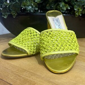 Jimmy Choo Lime Woven Mules